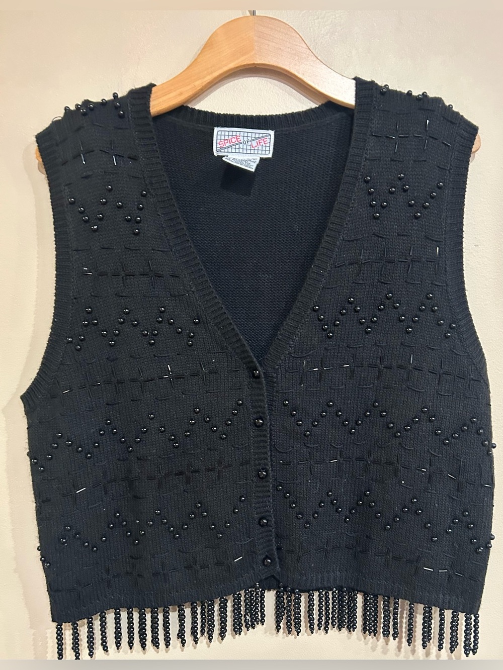 Spice Of Life Knit Beaded Sweater Vest Size Large Festival Whimsical Fairy